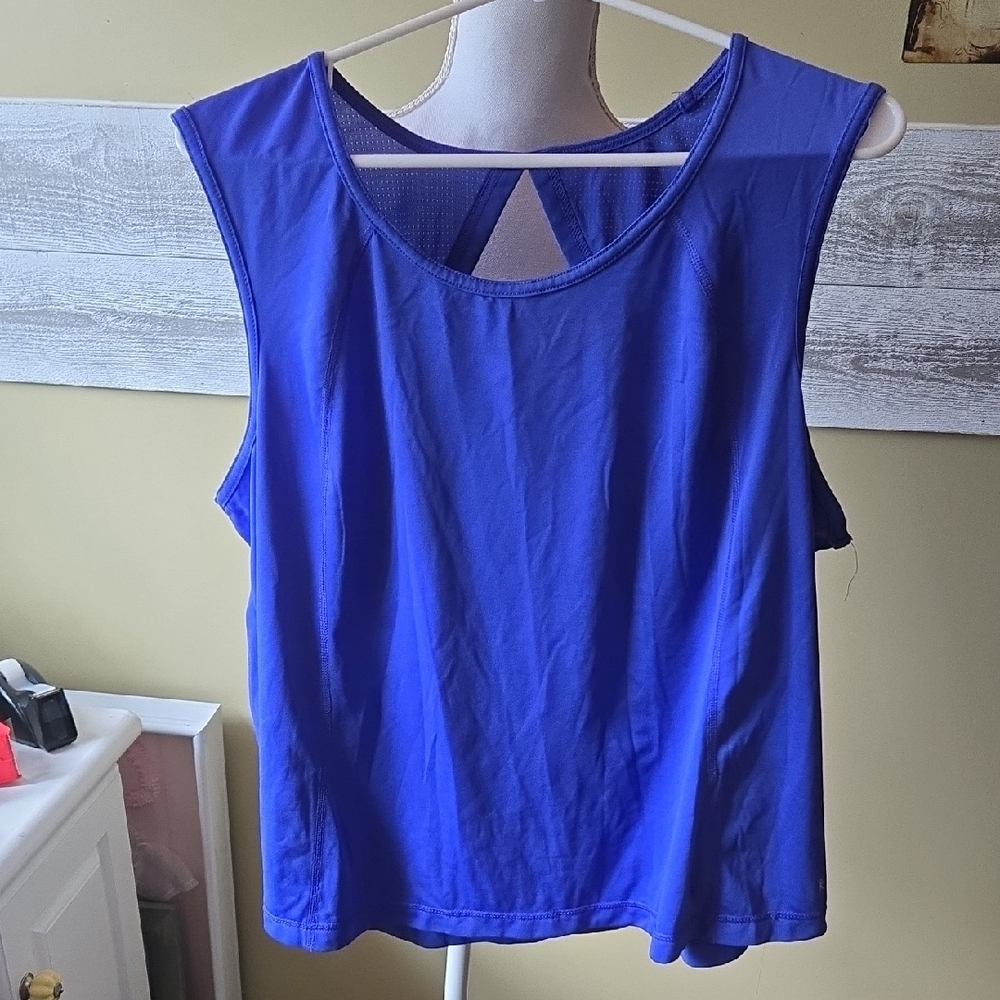 2 Danskin Blue Sleeveless Tank Tops with Keyhole Detail